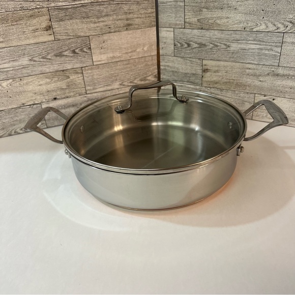 Emeril Stainless Steel Copper Clad 10” Double Handle Skillet with Lid - Picture 1 of 7
